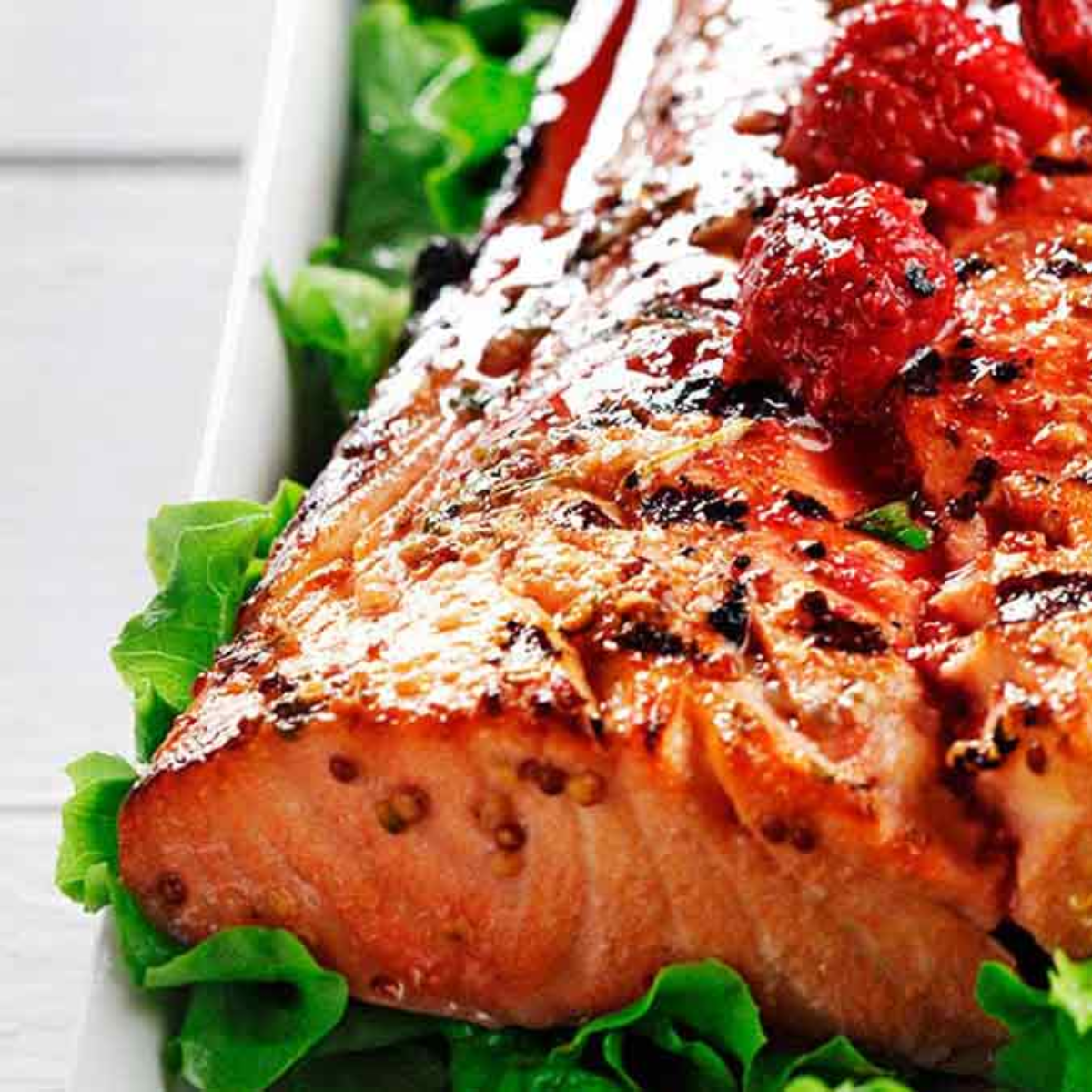 Grilled Salmon with Dijon Raspberry Vinaigrette